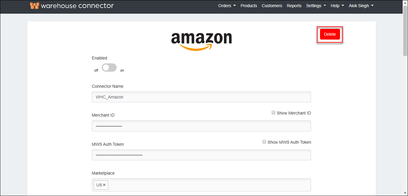 delete the connector