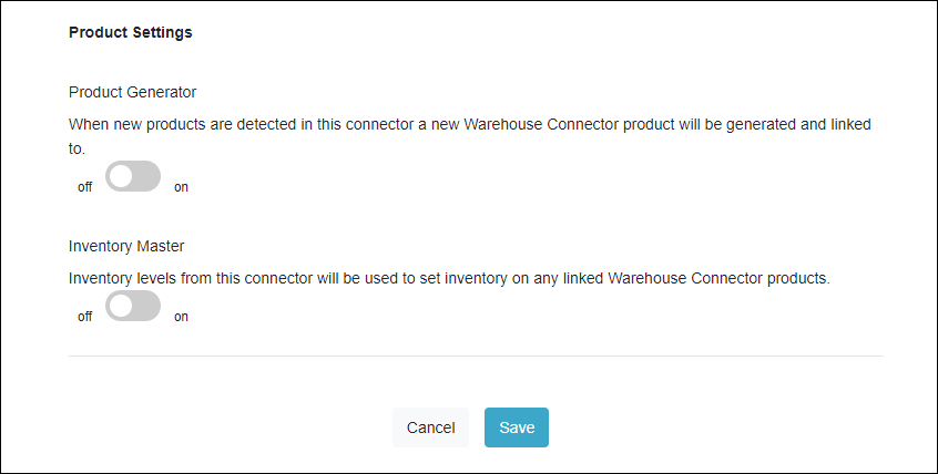 Product Sync Settings Product Sync Settings