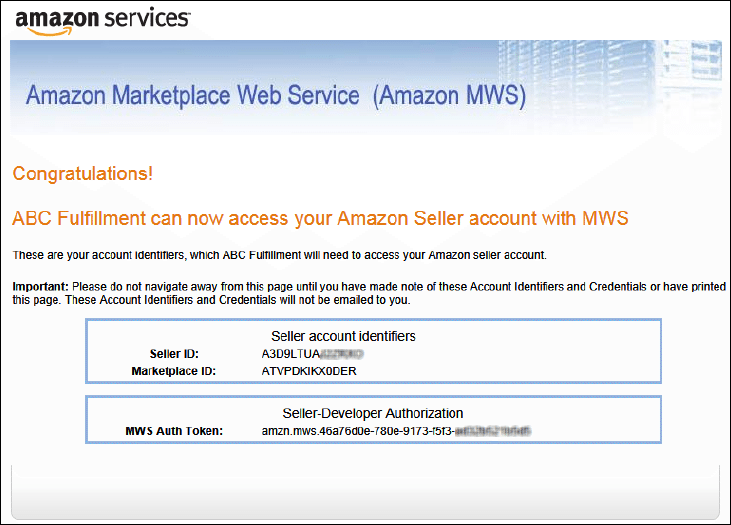 Accept the Amazon MWS License Agreements