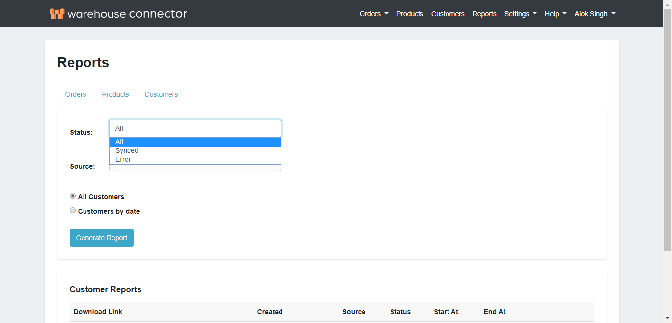 select the customer status select the customer status