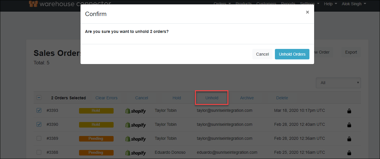 unhold sales orders page