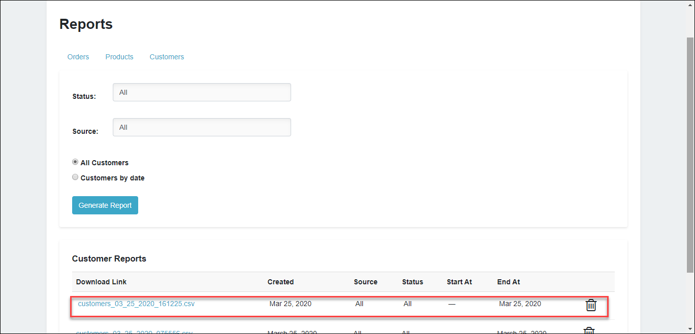 generate report generate report