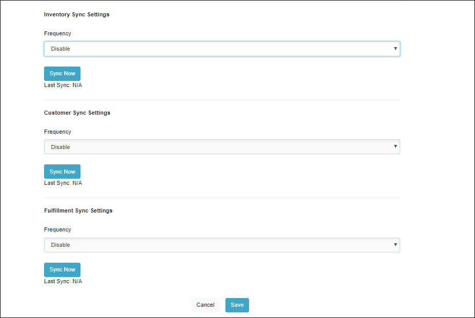 Inventory Sync Settings Inventory Sync Settings